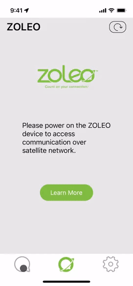 Screenshot of sending a verification code with ZOLEO iOS app